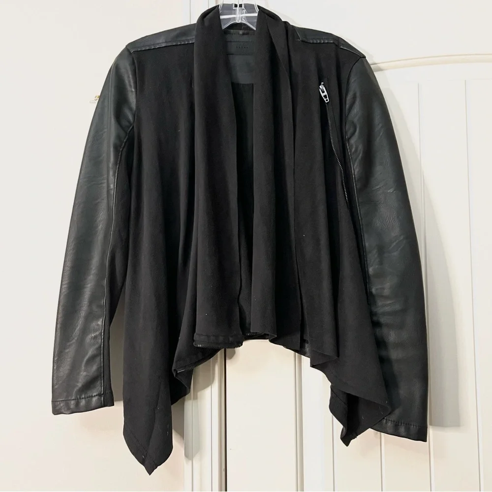 Blank NYC Vegan Leather Drape Front Asymmetric Zip Jacket